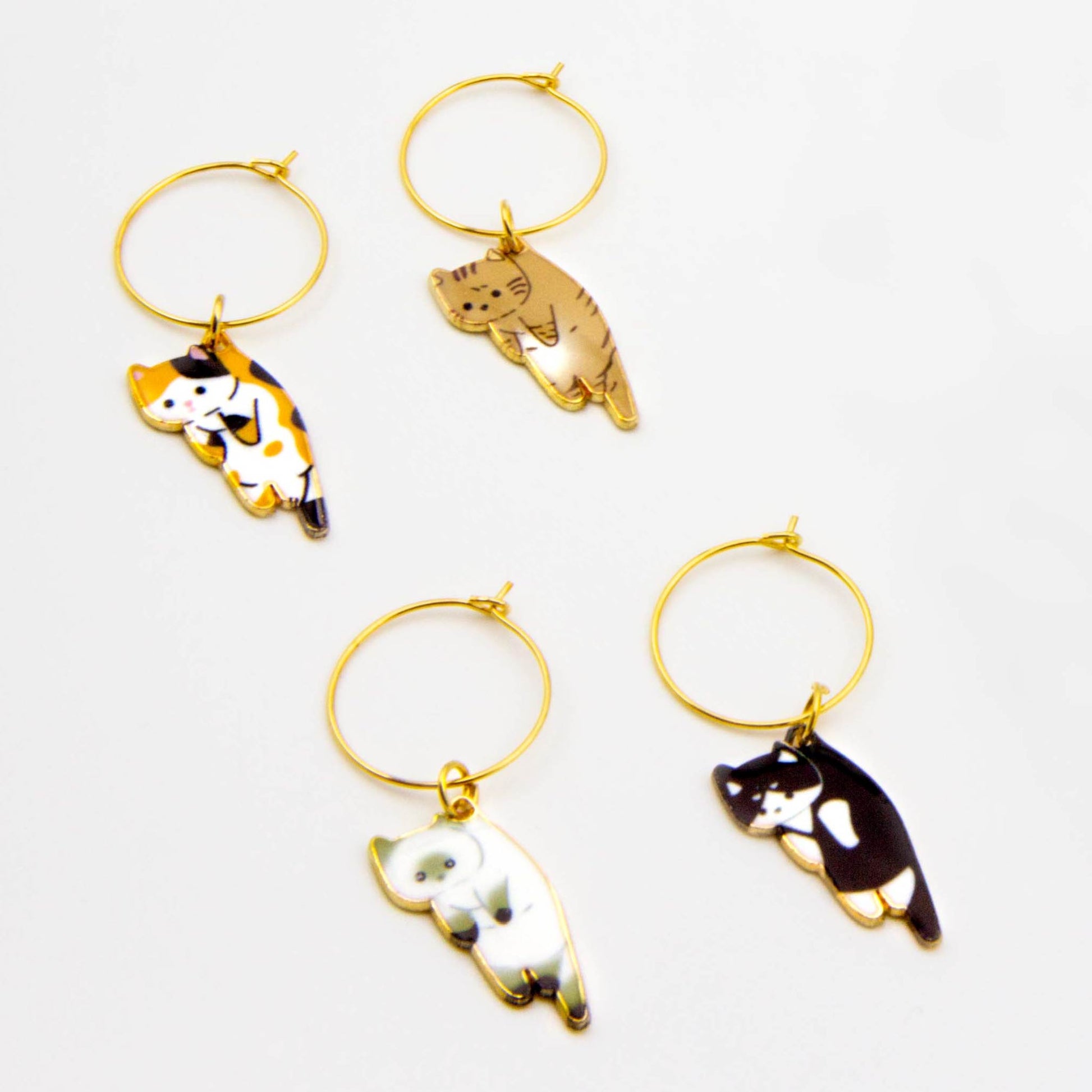 Cute Kawaii Cat Wine Charms – Enamel Cat Glass Markers – Perfect Gift for Cat Lovers and Cat Owners - Cute Kawaii Wine Charms, Adorable Charms, and Unique Gift Idea | Basiluv