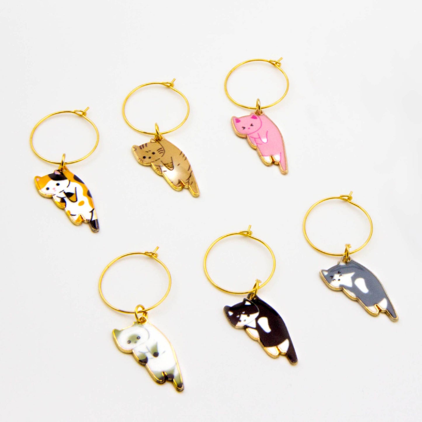 Cute Kawaii Cat Wine Charms – Enamel Cat Glass Markers – Perfect Gift for Cat Lovers and Cat Owners - Cute Kawaii Wine Charms, Adorable Charms, and Unique Gift Idea | Basiluv