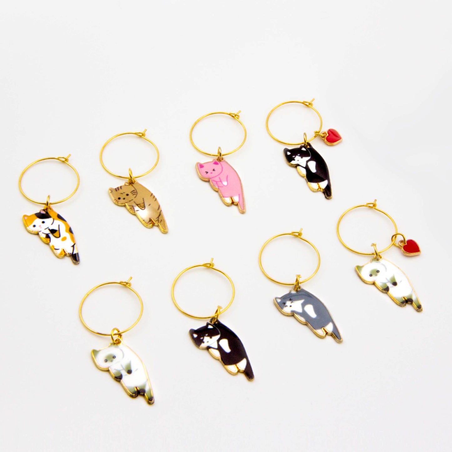 Cute Kawaii Cat Wine Charms – Enamel Cat Glass Markers – Perfect Gift for Cat Lovers and Cat Owners - Cute Kawaii Wine Charms, Adorable Charms, and Unique Gift Idea | Basiluv